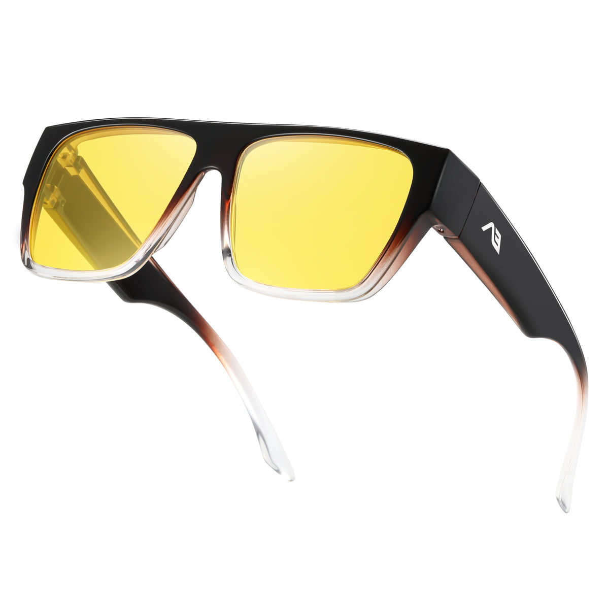Oversized Square Fit-Over Glasses with Yellow Lenses