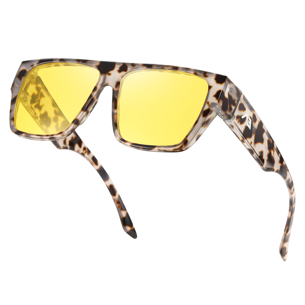 Oversized Square Fit-Over Glasses with Yellow Lenses