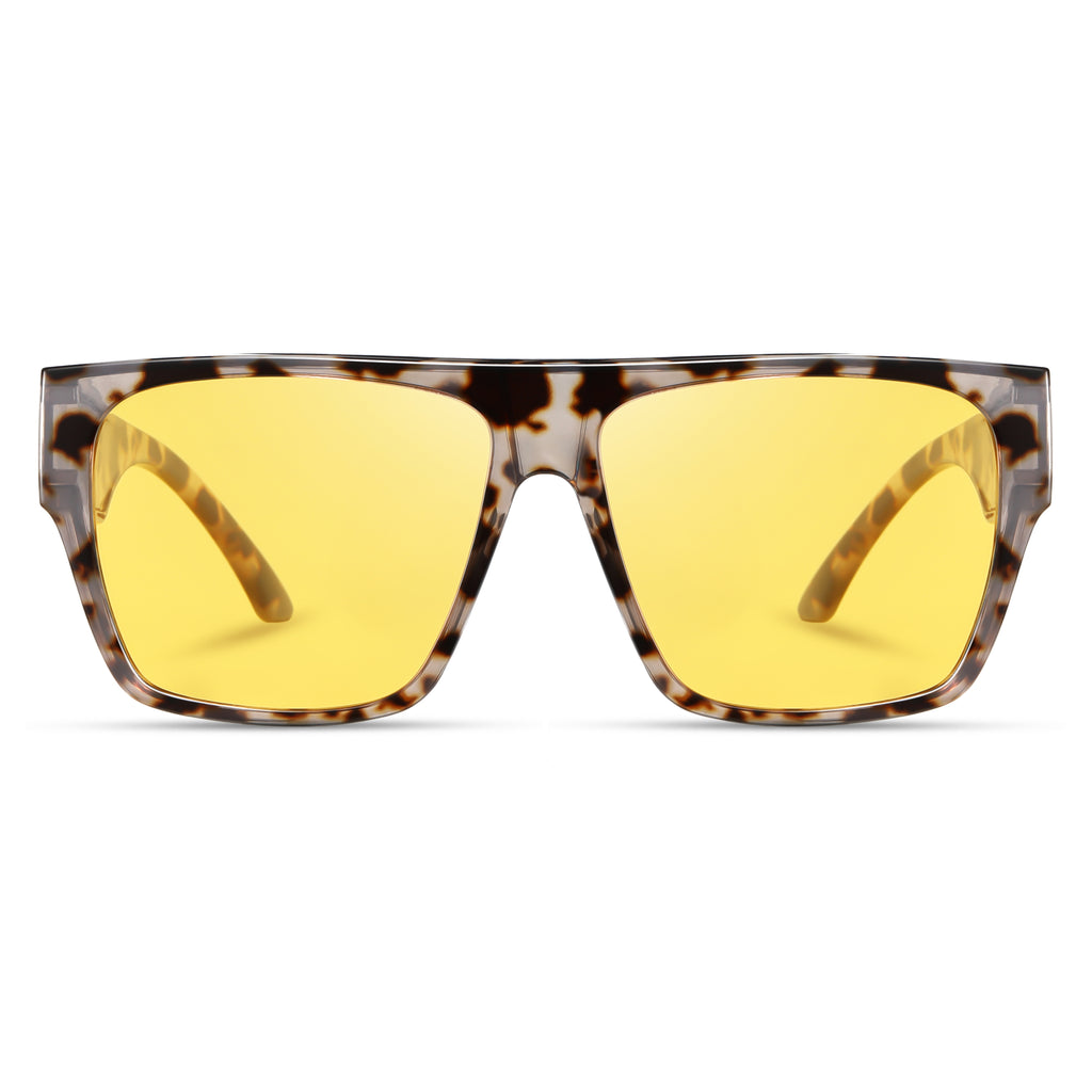Oversized Square Fit-Over Glasses with Yellow Lenses