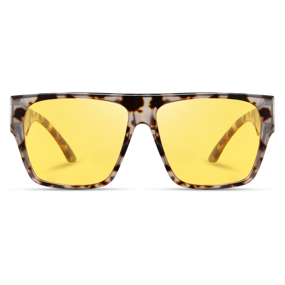 Oversized Square Fit-Over Glasses with Yellow Lenses