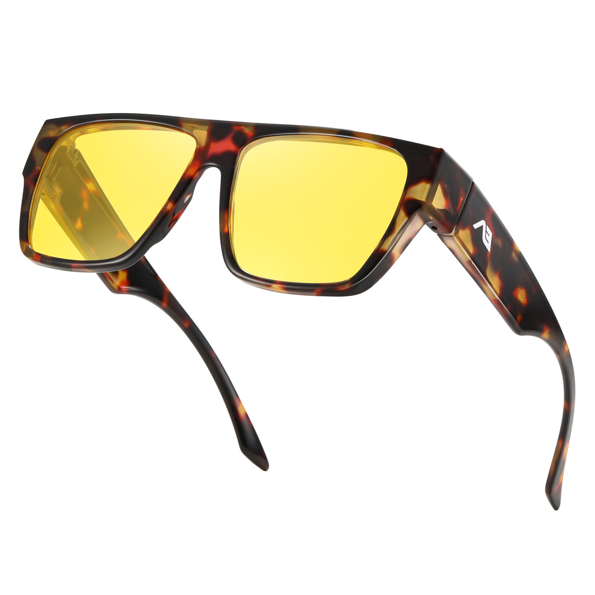 Oversized Square Fit-Over Glasses with Yellow Lenses