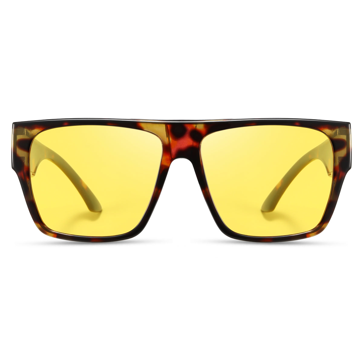 Oversized Square Fit-Over Glasses with Yellow Lenses