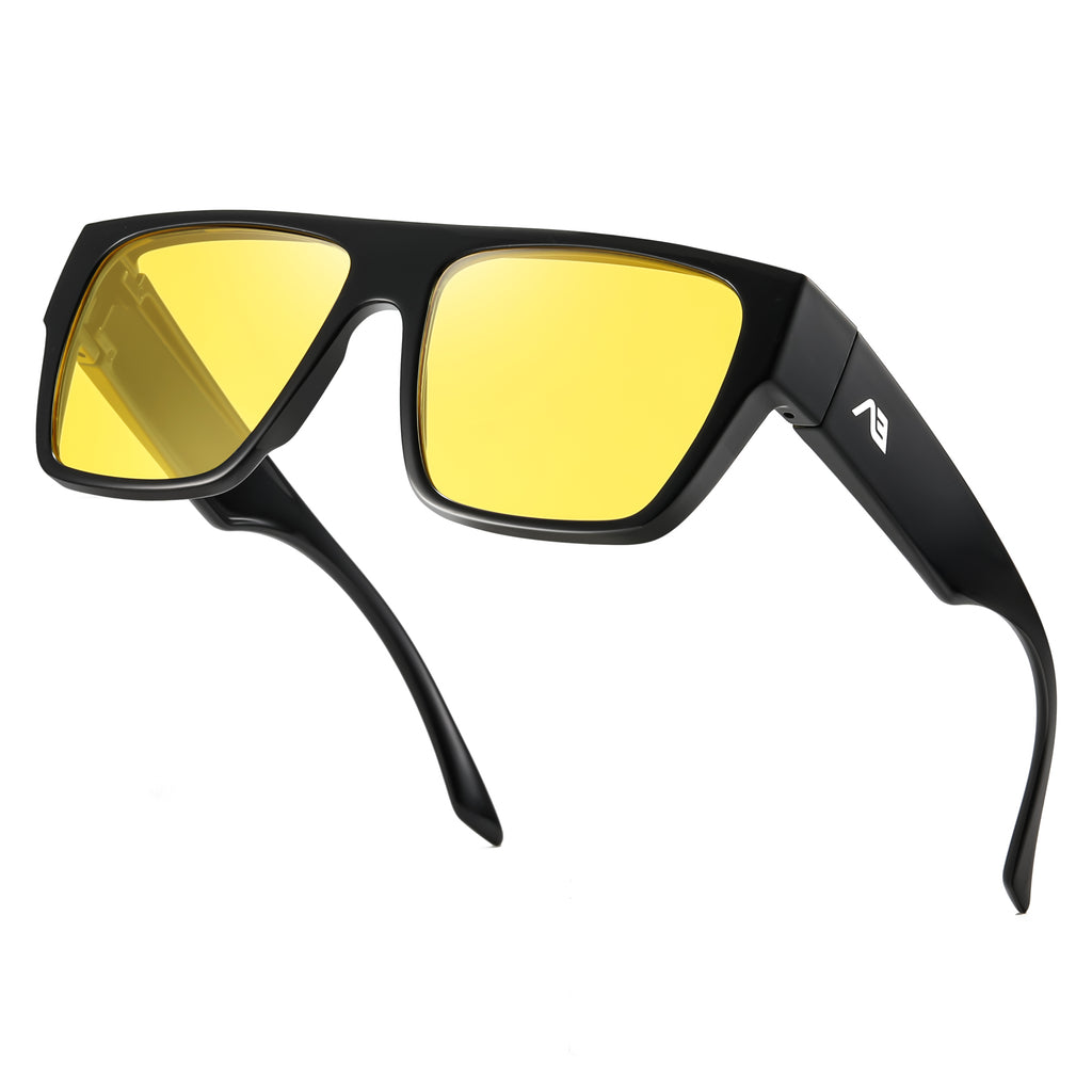 Oversized Square Fit-Over Glasses with Yellow Lenses