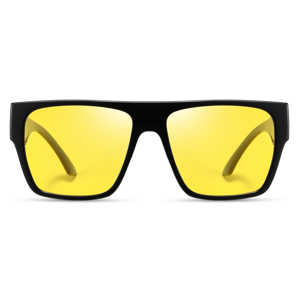 Oversized Square Fit-Over Glasses with Yellow Lenses