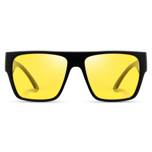 Oversized Square Fit-Over Glasses with Yellow Lenses