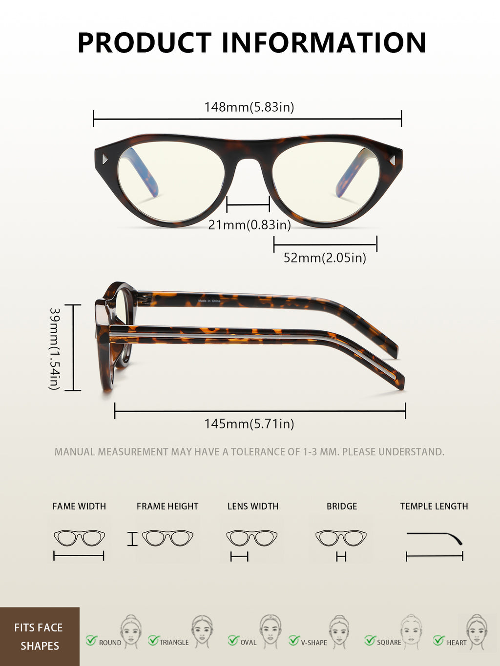 KIMORN Small Oval Blue Light Glasses
