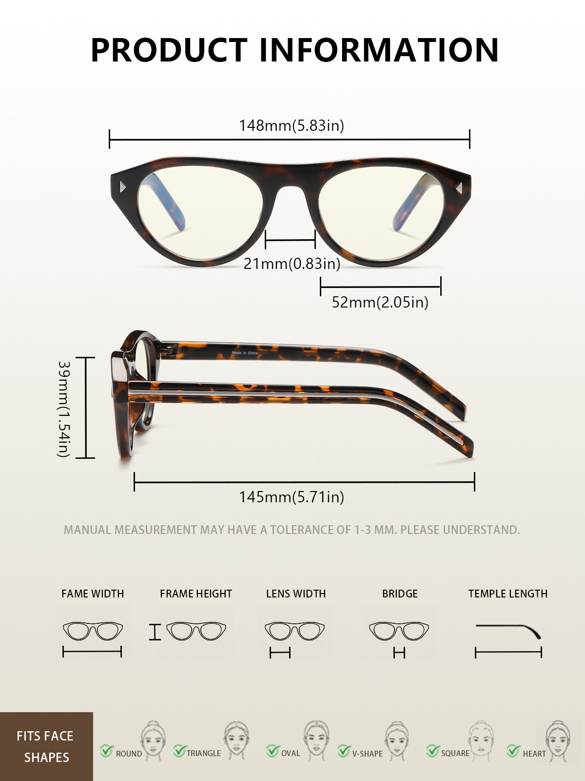 KIMORN Small Oval Blue Light Glasses