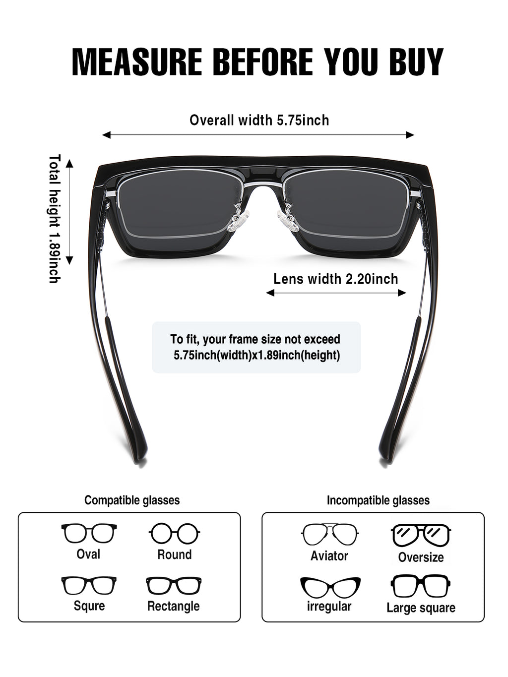 KIMORN Polarized Fit-Over Square Sunglasses