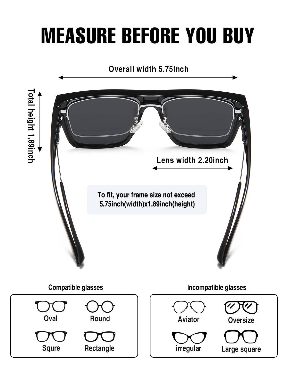 KIMORN Polarized Fit-Over Square Sunglasses