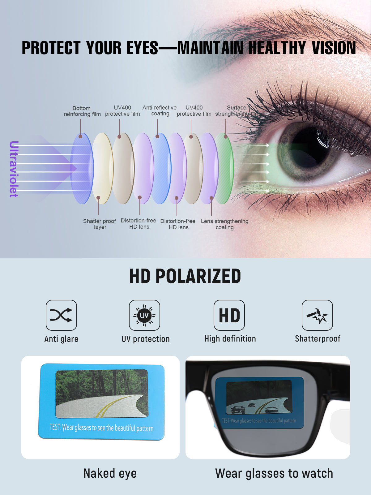 KIMORN Polarized Fit-Over Square Sunglasses